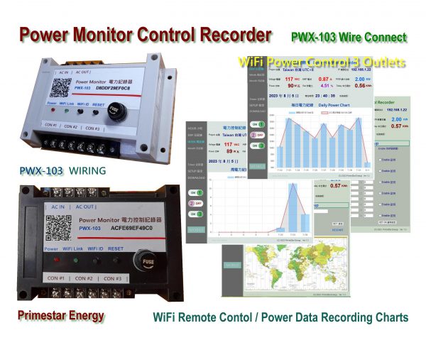 PWX-103 Power Control Monitor Recorder 3-Outlets AC Power Meter Analyzer WiFi Web Controls