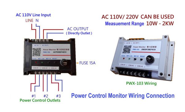 PWX-103 Power Control Monitor Recorder 3-Outlets AC Power Meter Analyzer WiFi Web Controls - Image 5